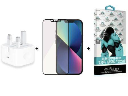 King Kong Anti Burst Clear Case + Tempered Glass Screen Protector + Power Adapter - iPhone 13 Pro Max - Bundle Offer For Discount