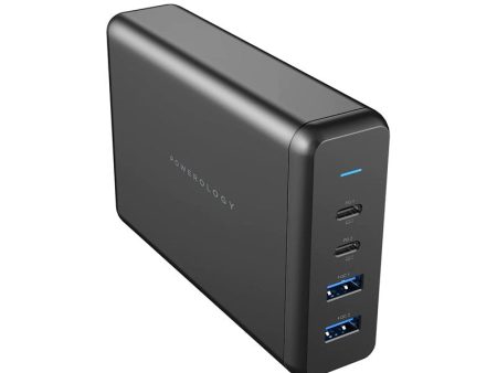 Powerology 156W Multiport USB Wall Charger - 156W   USB-C   USB-A   Black Supply