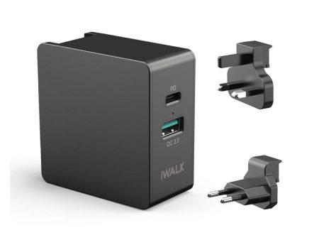 iWALK Power Travel Adapter - USB-C   USB-A   36W   Black on Sale