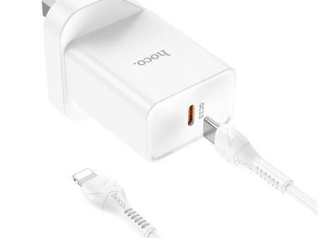 HOCO NK6 Rise Single Port Wall Charger With Lightning to USB-C Cable - USB-C   20W   White Online now