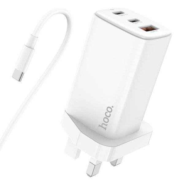 HOCO NK7 GaN Wall Charger With USB-C Cable - USB-C   USB-A   White Discount