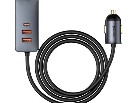 Baseus Multi-Port Fast Charging Car Charger - 120W   USB   Type-C   Grey Hot on Sale