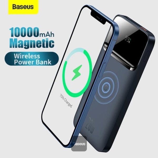 Baseus Magnetic Wireless Quick Charging Power Bank - 10000 mAh   20W   Blue Discount