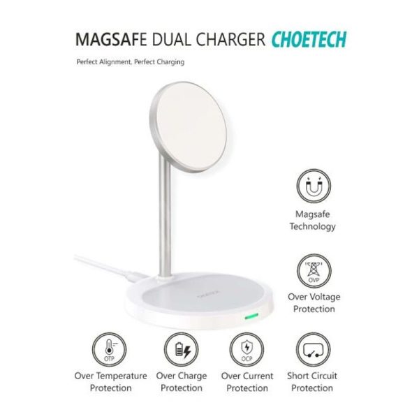 Choetech 2 in 1 Magleap Charger - Silver on Sale