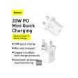 Baseus USB C Plug PD 3.0 Fast Charger - 20W   White Supply