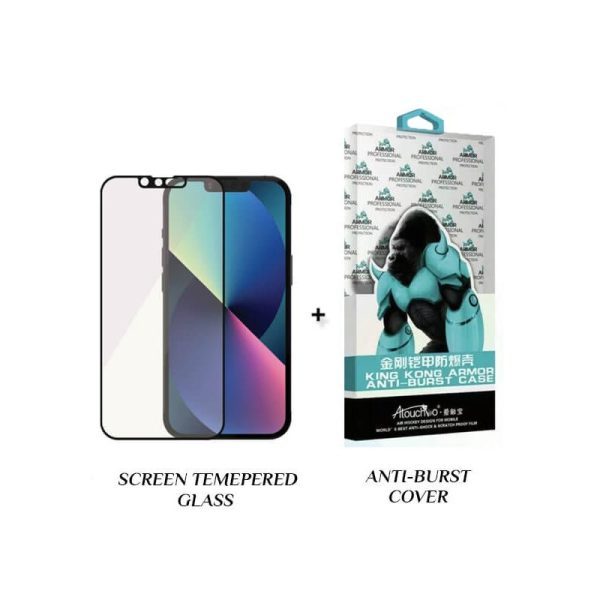 King Kong Anti Burst Case + Tempered Glass Screen Protector - iPhone 13   13 Pro - Bundle Offer Fashion