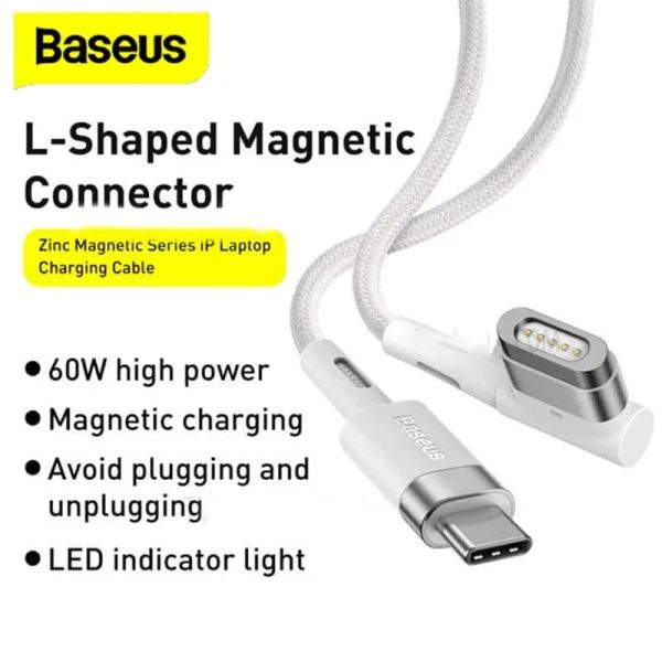 Baseus USB Type-C to Lightning L-shaped Port Cable - 60W   2 Meter   White Discount