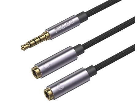 Yesido YAU-28 Audio Splitter - 2x 3.5mm Female   1x 3.5mm Male   Black For Cheap